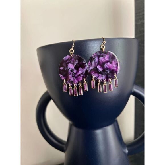 Inc Jewelry - INC Purple Circle Earrings with Drop Crystals